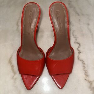 BCBGMaxAzria Red Mules pointy toe Sleek Minimalist Design Size 7